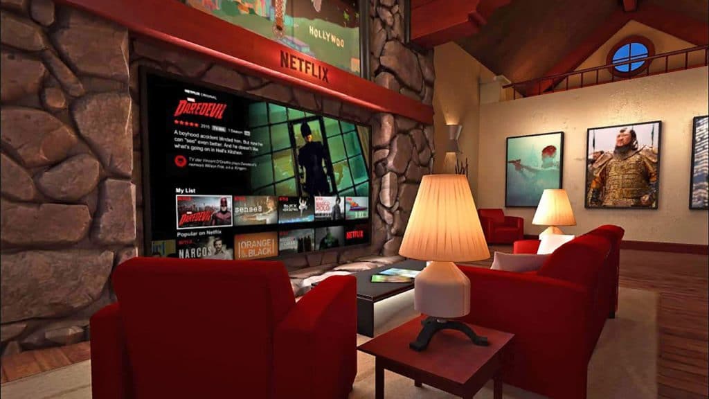 Assis dans votre canapé rouge pour regarder Netflix Vr