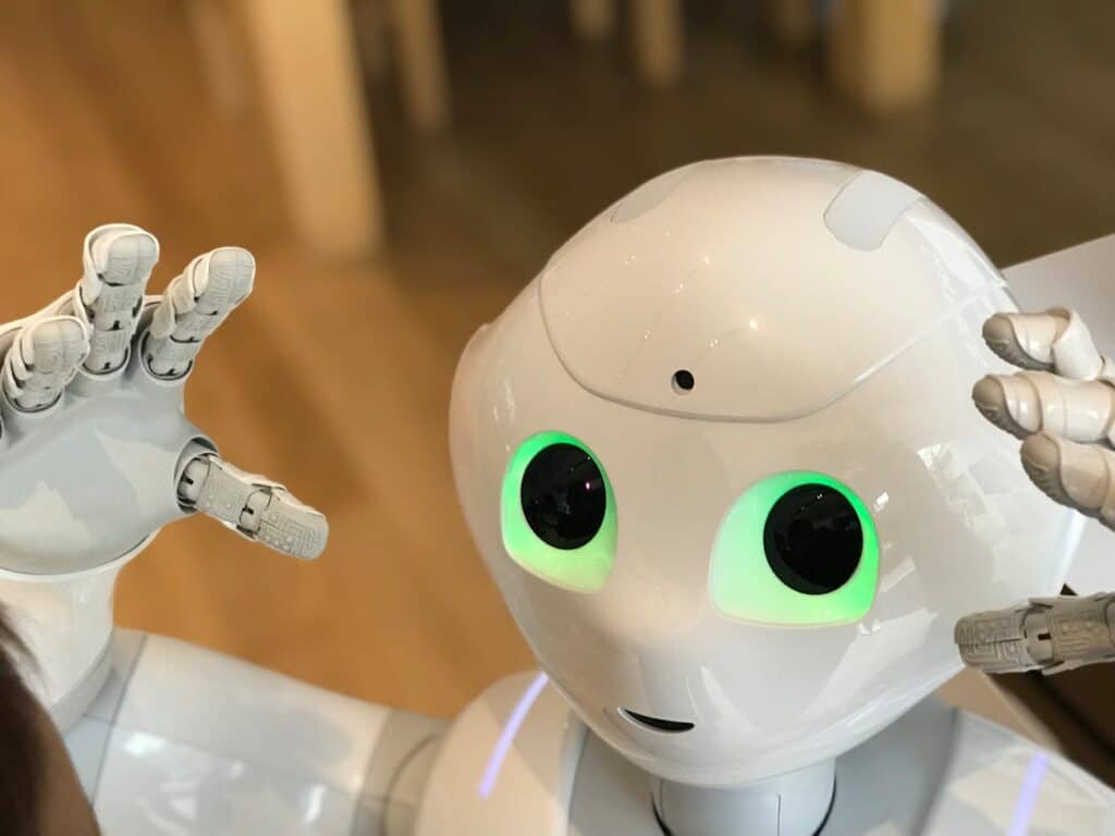 Close-Up Shot of a White Robot