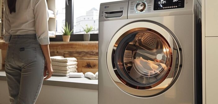 Un lave linge hublot dans une magnifique buanderie
