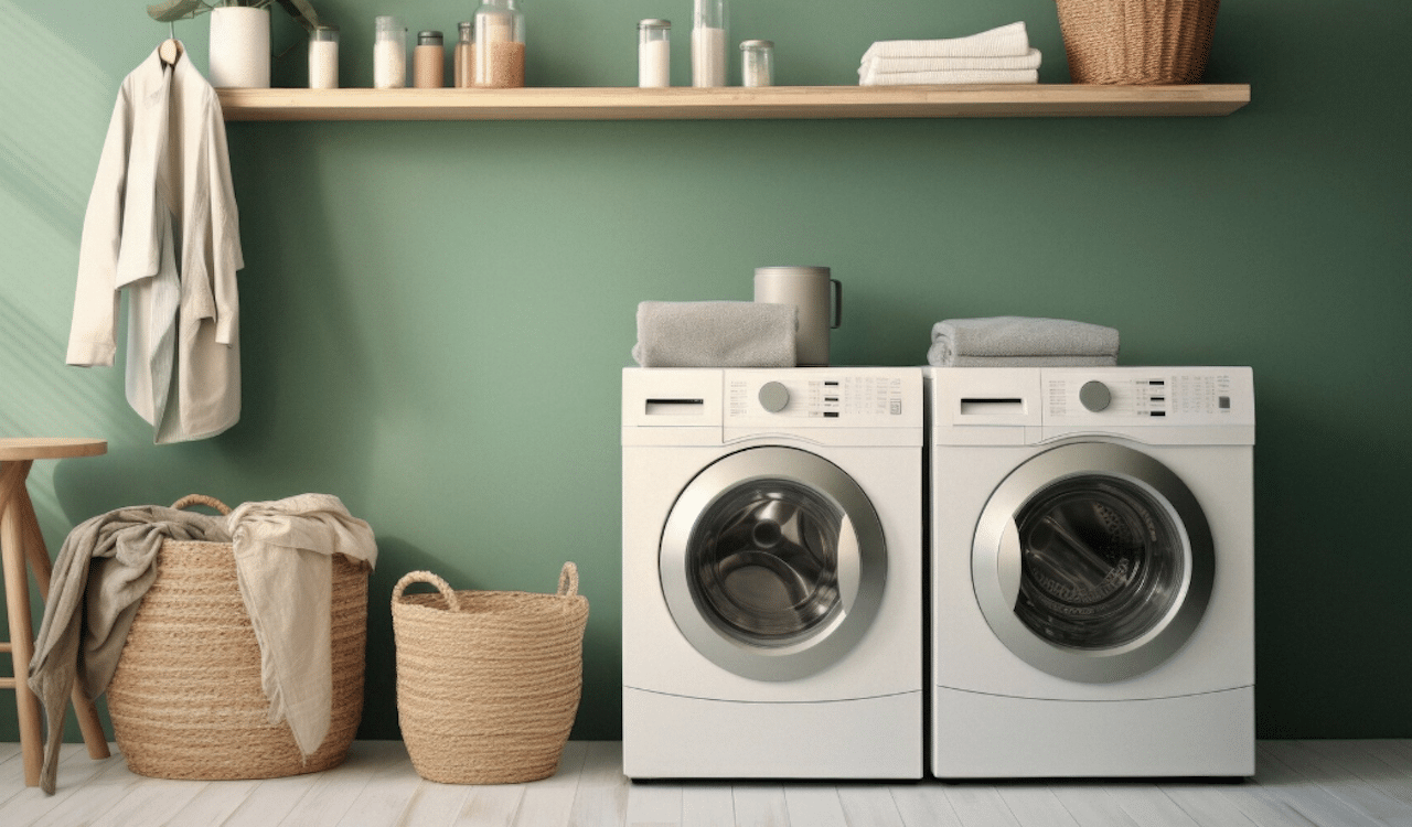 Un lave-linge et un sèche-linge.