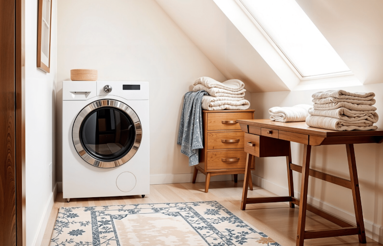 Un pièce à linge cocooning avec un sèche-linge.