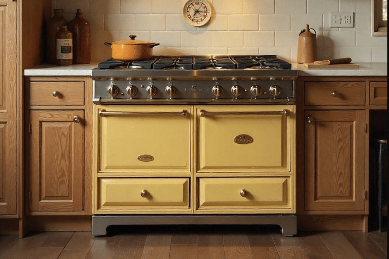 Un piano de cuisson dans une cuisine vintage.