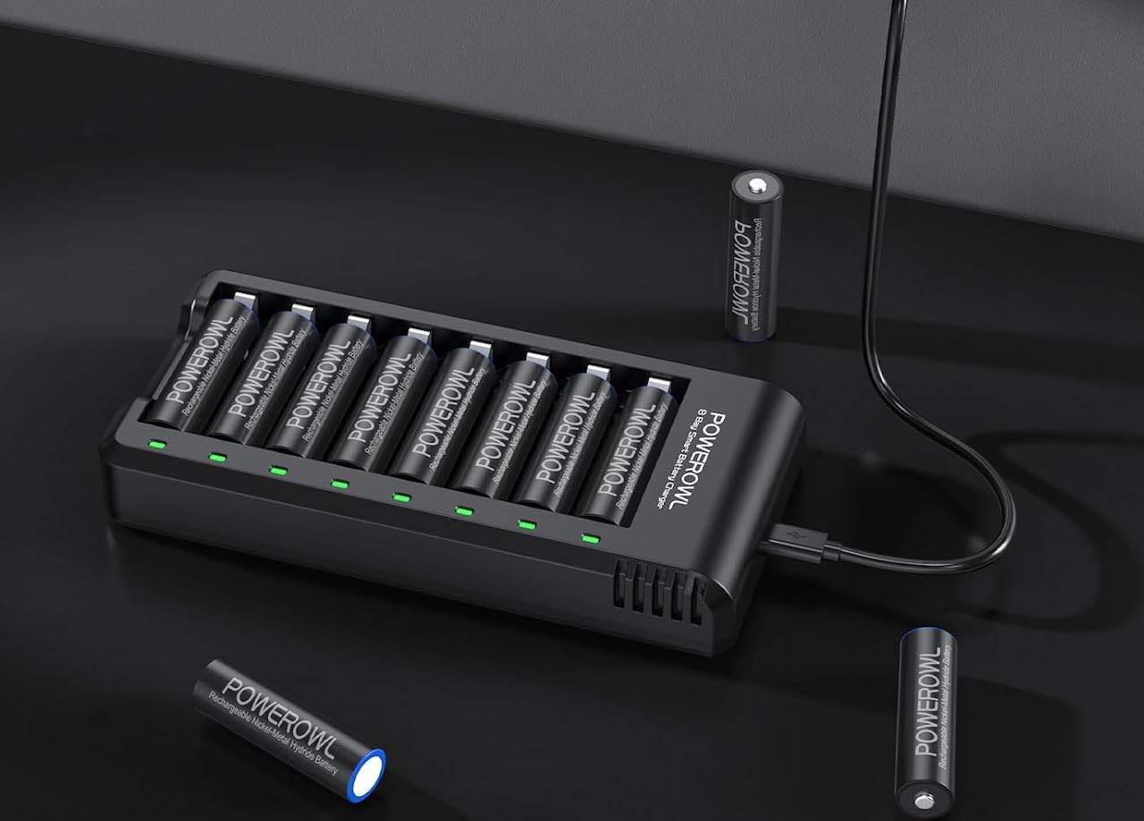 Un chargeur de piles rechargeables.