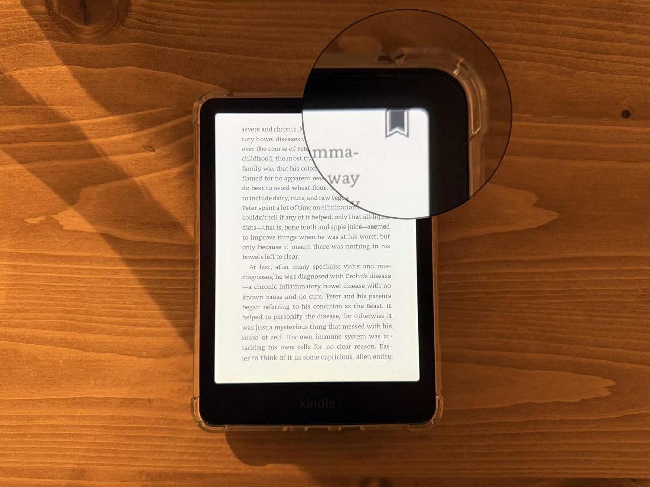 Illustration e la fonction marque page sur la Kindle Paperwhite