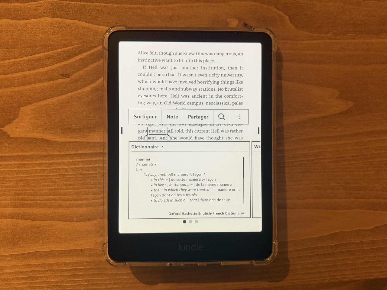 La fonctionnalité de traduction de la Kindle Paperwhite.
