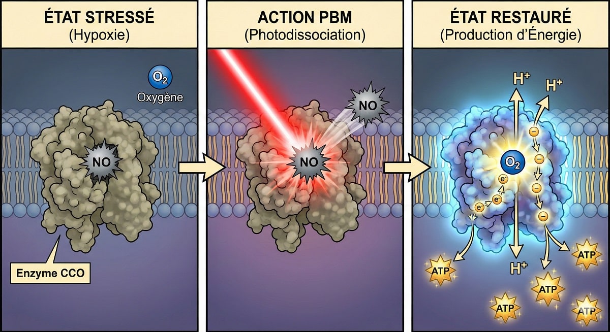 Action de la lumière LED rouge au niveau moléculaire