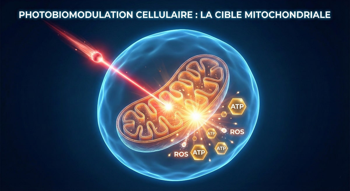Image illustrant l'action de la lumière LED sur les mitochondries