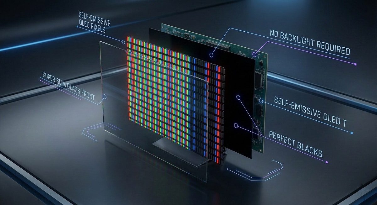 Illustration du fonctionnement de la technologie OLED