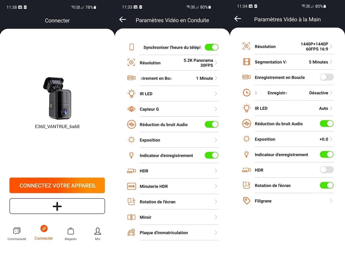 Application mobile Vantrue