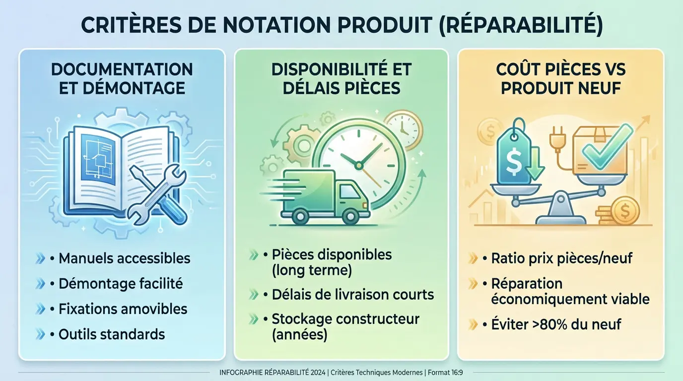 Infographie indice de réparabilité : Les critères de notation