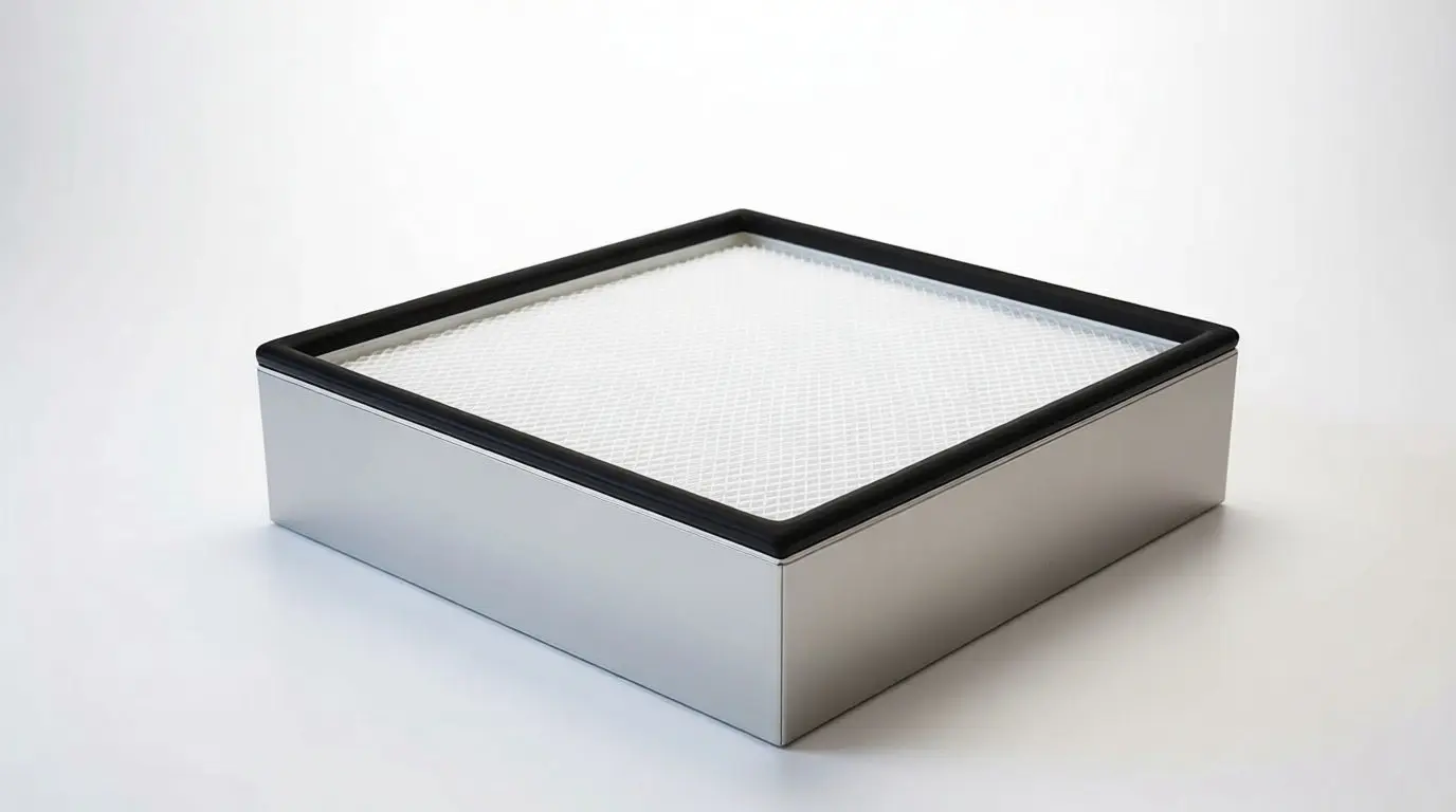 Un filtre à air HEPA H13 sur un fond blanc