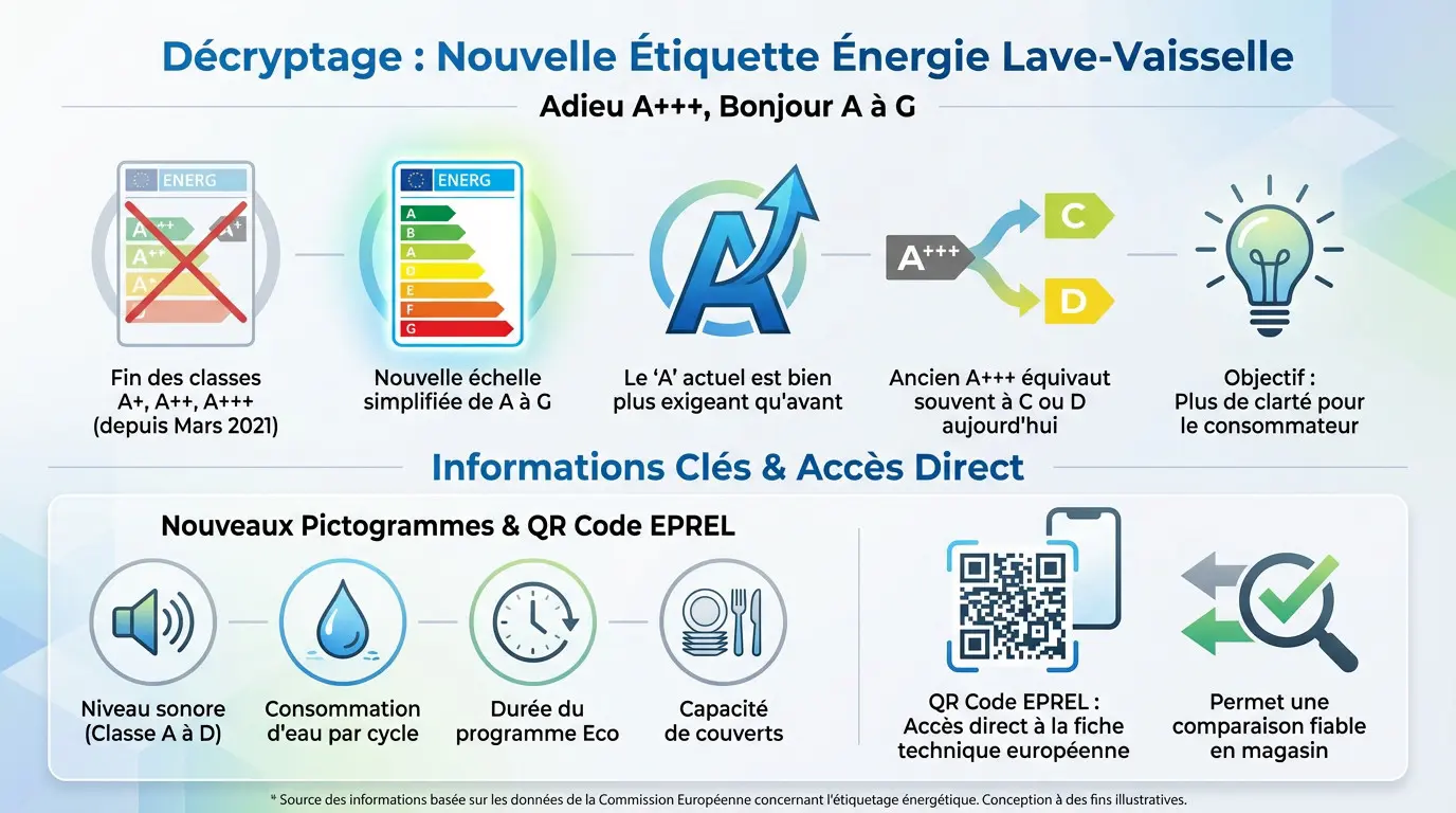 Infographie décryptant l'étiquette énergie allant de A à G