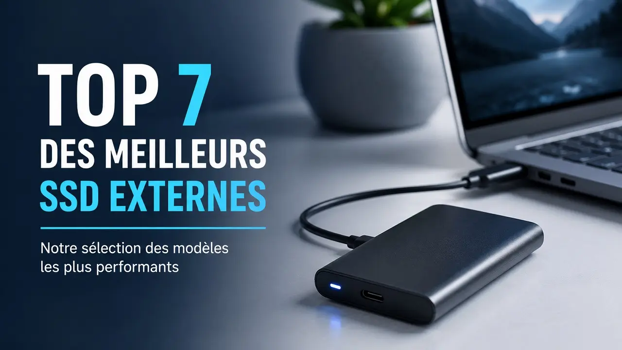 Un SSD externe branché sur un PC portable