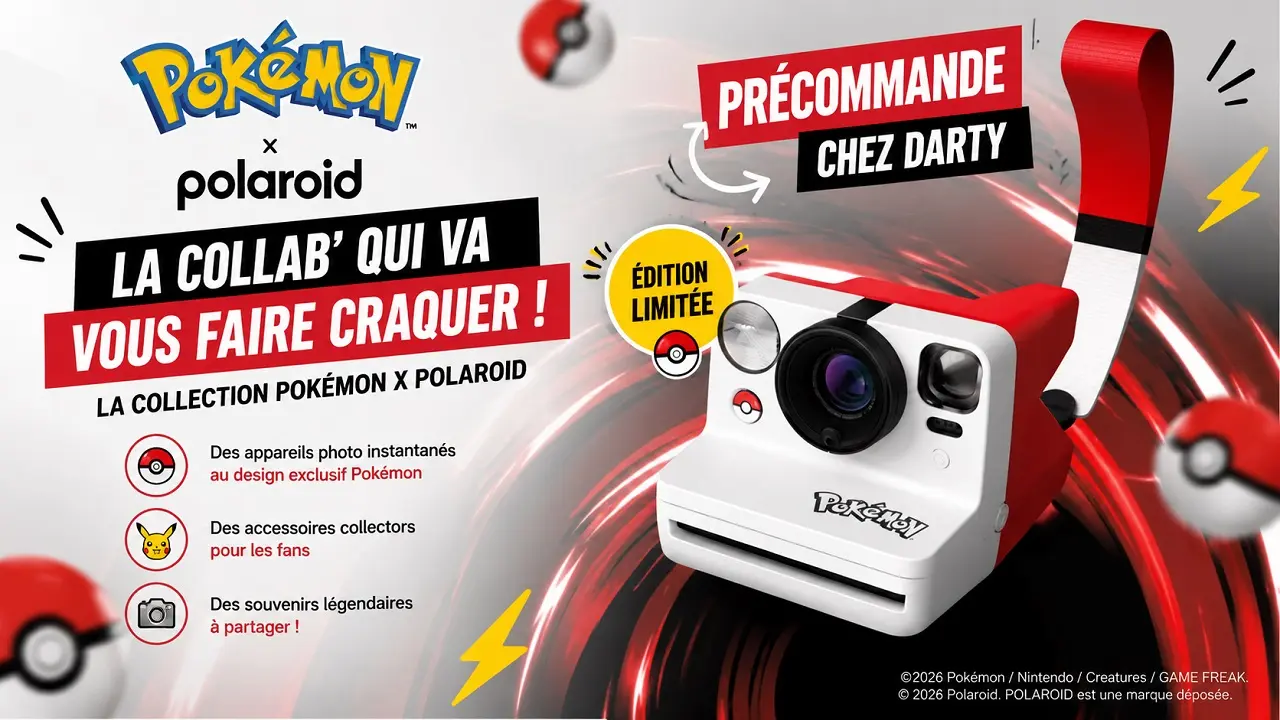 Appareil photo instantané Pokémon x Polaroid en édition limitée, disponible en précommande chez Darty.