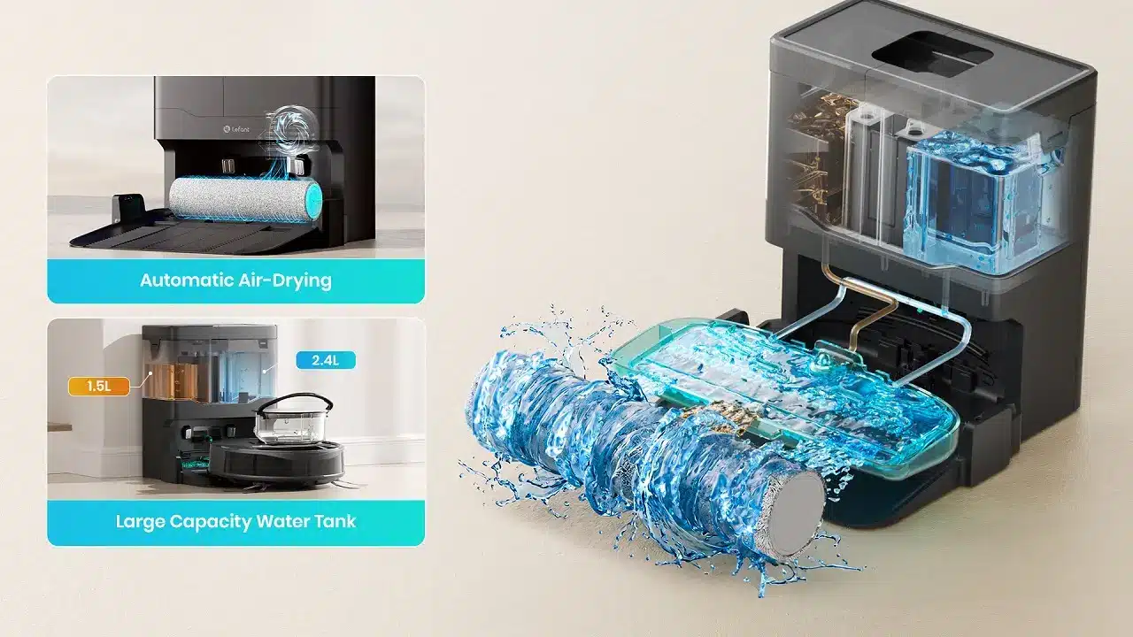 La station d'accueil de lavage du Lefant M210 Pro Omni